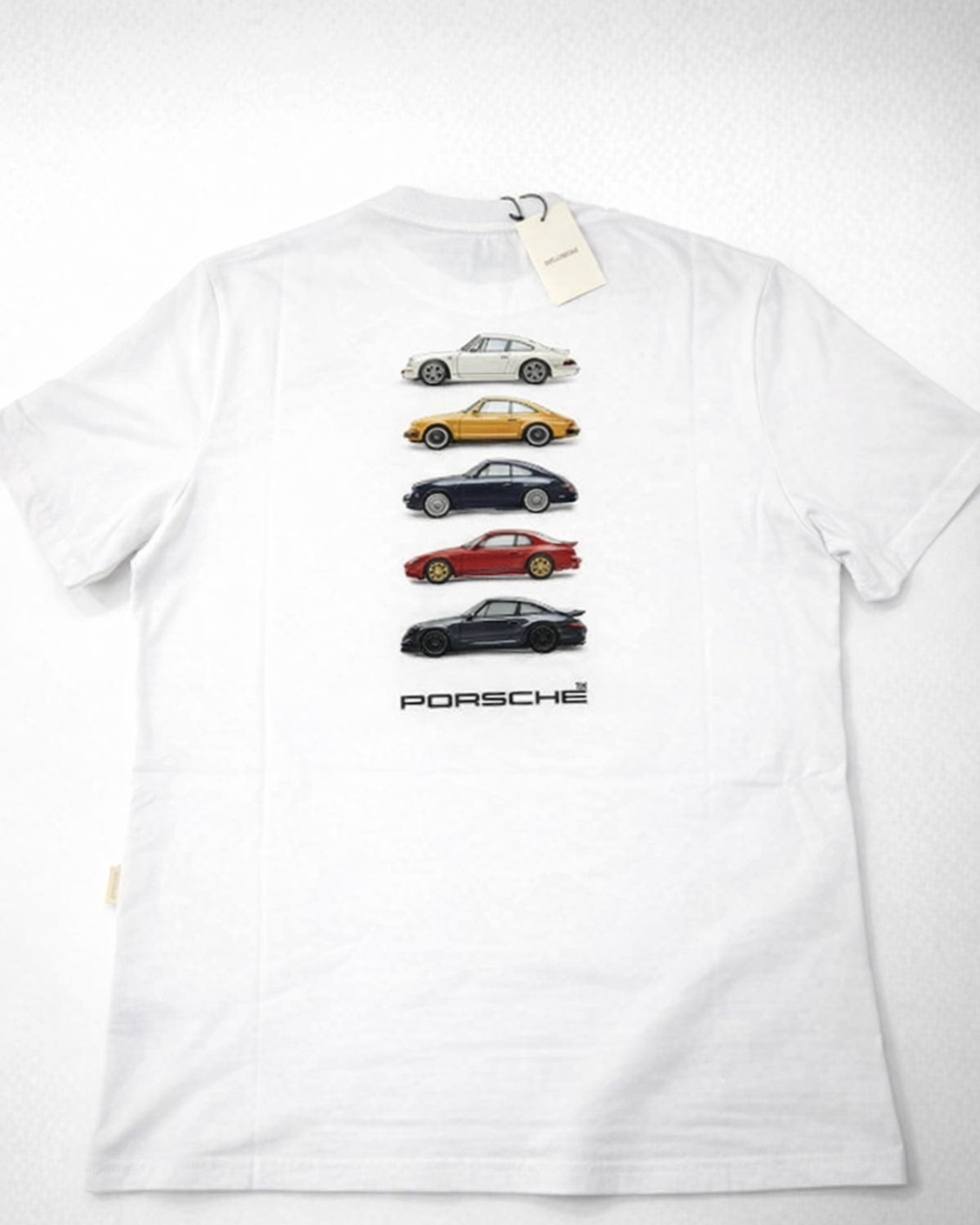 Aimé León Dore Porsche White T-Shirt (M) — Back Car Stack Graphic, Vintage Aimé León Dore Porsche Tee hero ecommerce image
