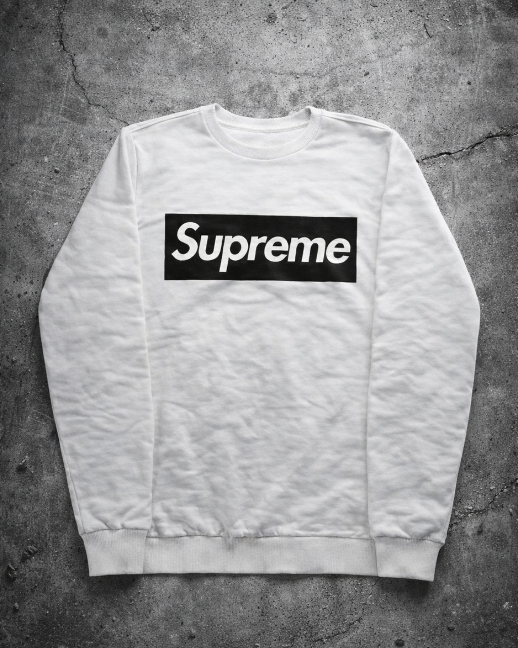 Supreme White Box Logo Sweatshirt — Black Box Graphic Pullover | Vintage streetwear crewneck alternate ecommerce image