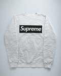 Supreme White Box Logo Sweatshirt — Black Box Graphic Pullover | Vintage streetwear crewneck hero ecommerce image