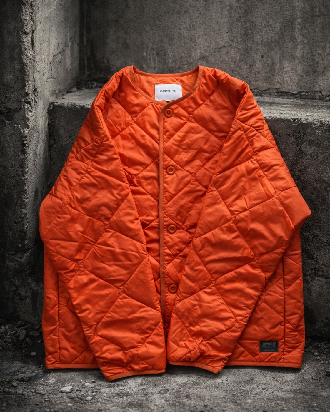 Carhartt orange quilted jacket for men — button-up utility quilted jacket alternate ecommerce image