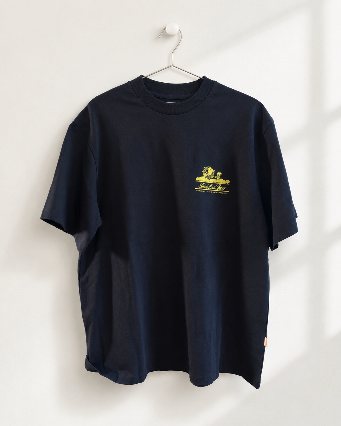 Aimé Leon Dore Navy T-Shirt — Yellow Urban Globe Back Print | vintage ALD Queens tee