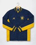 Aimé Leon Dore x New Balance Navy/Yellow Varsity Jacket M — men's vintage varsity jacket with basketball logo hero ecommerce image